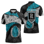 Personalized Power Football Zipper Polo Shirt Easter Egg Pattern Teal Monochrome Tribal Dot Style