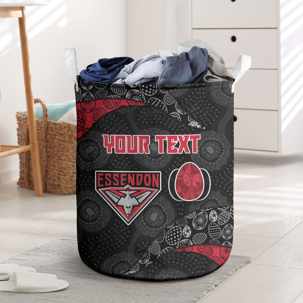 Personalized Essendon Football Laundry Basket Easter Egg Pattern Red Black Tribal Dot Art Style