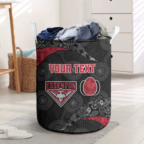 Personalized Essendon Football Laundry Basket Easter Egg Pattern Red Black Tribal Dot Art Style