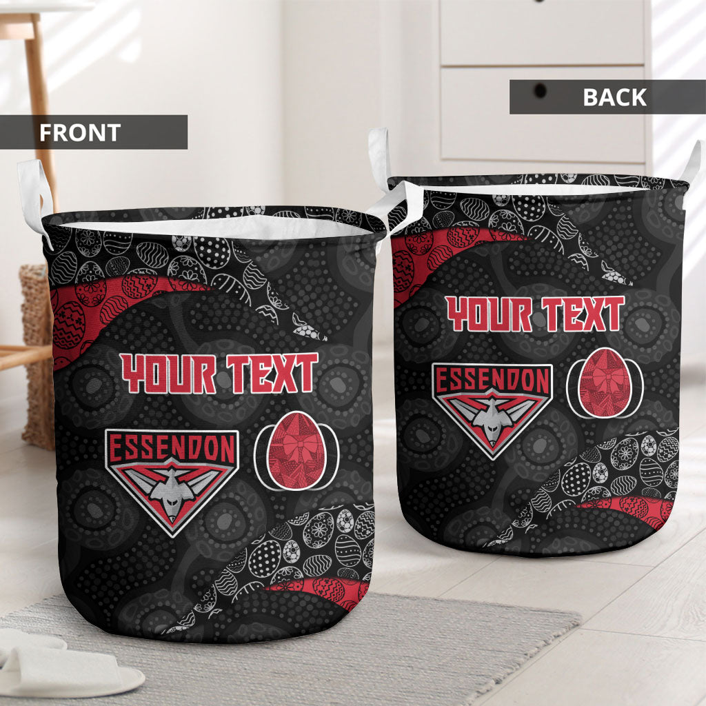 Personalized Essendon Football Laundry Basket Easter Egg Pattern Red Black Tribal Dot Art Style