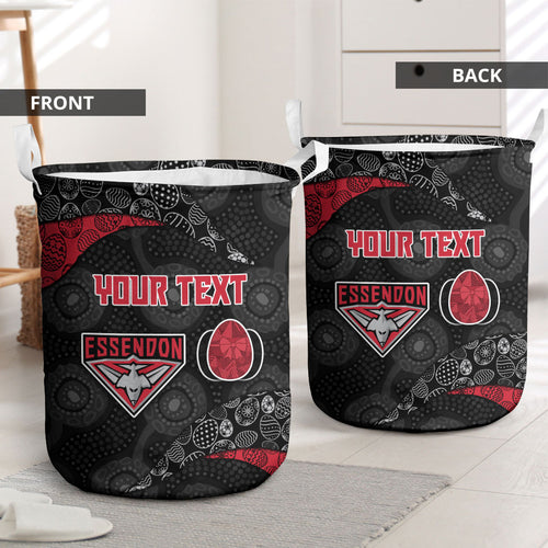 Personalized Essendon Football Laundry Basket Easter Egg Pattern Red Black Tribal Dot Art Style