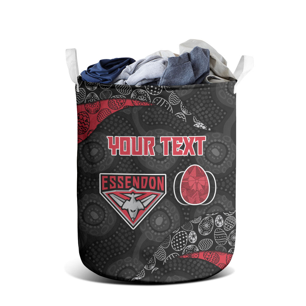 Personalized Essendon Football Laundry Basket Easter Egg Pattern Red Black Tribal Dot Art Style