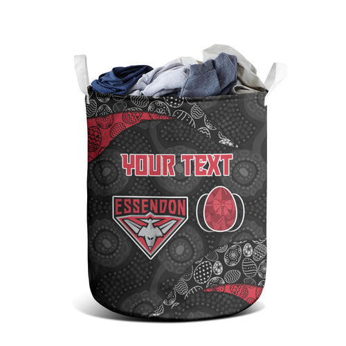 Personalized Essendon Football Laundry Basket Easter Egg Pattern Red Black Tribal Dot Art Style