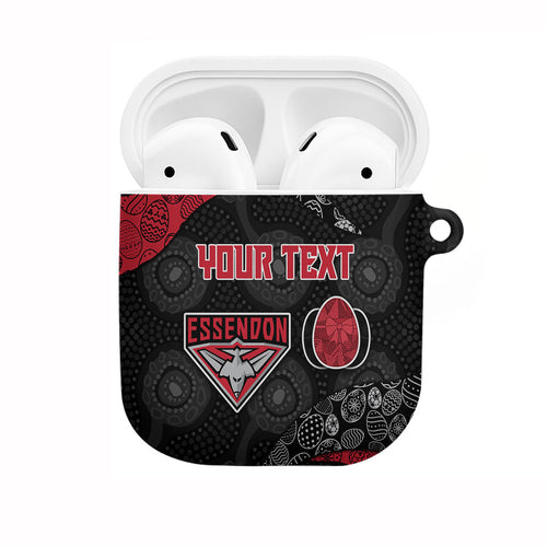 Personalized Essendon Football AirPods Case Easter Egg Pattern Red Black Tribal Dot Art Style