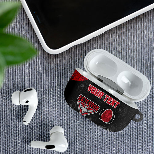 Personalized Essendon Football AirPods Case Easter Egg Pattern Red Black Tribal Dot Art Style