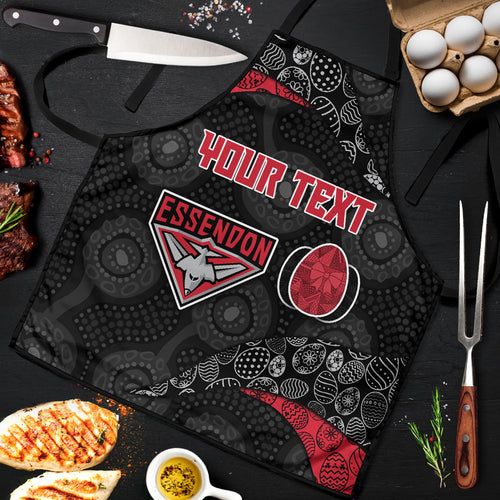Personalized Essendon Football Apron Easter Egg Pattern Red Black Tribal Dot Art Style