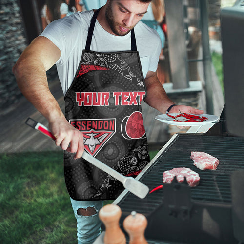 Personalized Essendon Football Apron Easter Egg Pattern Red Black Tribal Dot Art Style
