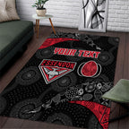 Personalized Essendon Football Area Rug Easter Egg Pattern Red Black Tribal Dot Art Style