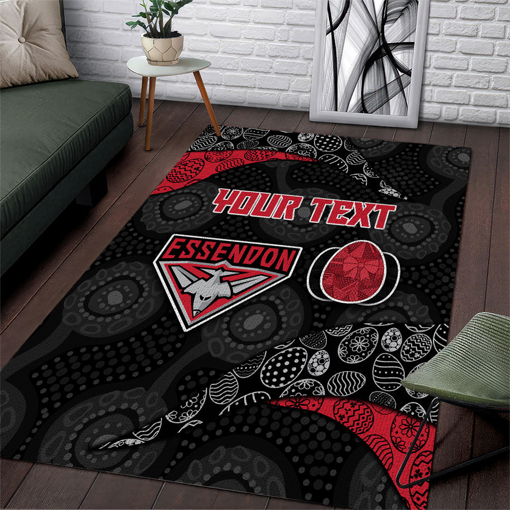 Personalized Essendon Football Area Rug Easter Egg Pattern Red Black Tribal Dot Art Style