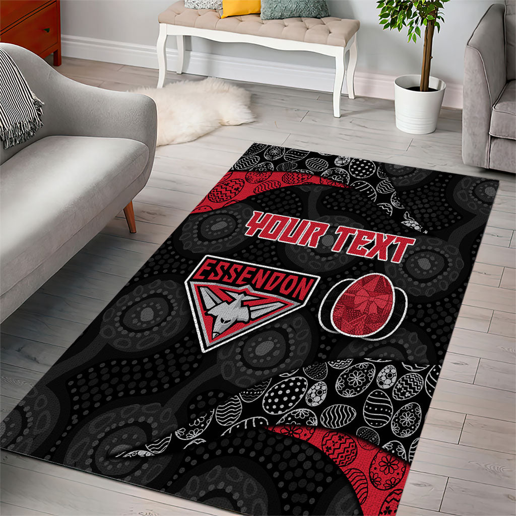 Personalized Essendon Football Area Rug Easter Egg Pattern Red Black Tribal Dot Art Style