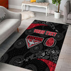 Personalized Essendon Football Area Rug Easter Egg Pattern Red Black Tribal Dot Art Style