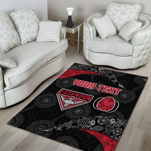 Personalized Essendon Football Area Rug Easter Egg Pattern Red Black Tribal Dot Art Style