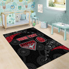 Personalized Essendon Football Area Rug Easter Egg Pattern Red Black Tribal Dot Art Style
