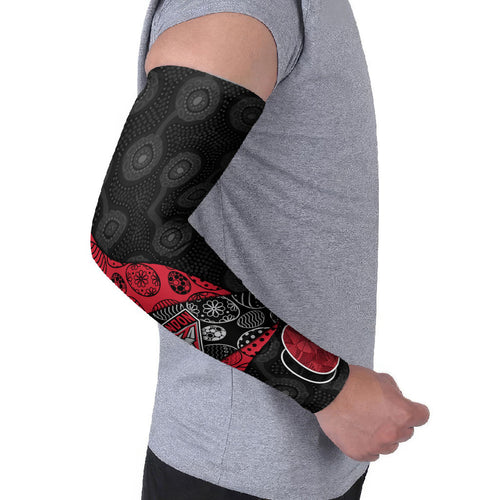 Personalized Essendon Football Arm Sleeves Easter Egg Pattern Red Black Tribal Dot Art Style