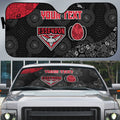 Personalized Essendon Football Auto Sun Shade Easter Egg Pattern Red Black Tribal Dot Art Style