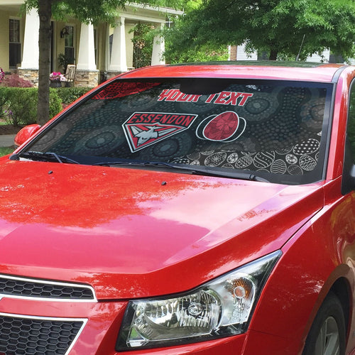 Personalized Essendon Football Auto Sun Shade Easter Egg Pattern Red Black Tribal Dot Art Style
