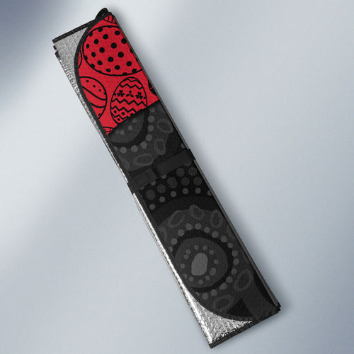 Personalized Essendon Football Auto Sun Shade Easter Egg Pattern Red Black Tribal Dot Art Style