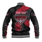 Personalized Essendon Football Baseball Jacket Easter Egg Pattern Red Black Tribal Dot Art Style
