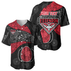 Personalized Essendon Football Baseball Jersey Easter Egg Pattern Red Black Tribal Dot Art Style