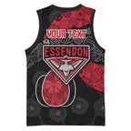 Personalized Essendon Football Basketball Jersey Easter Egg Pattern Red Black Tribal Dot Art Style