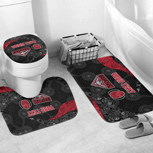 Personalized Essendon Football Bathroom Set Easter Egg Pattern Red Black Tribal Dot Art Style