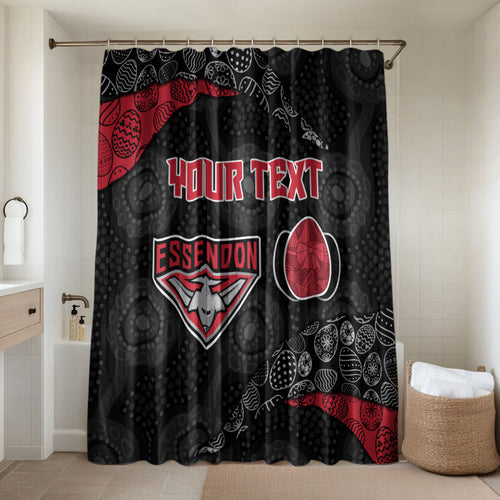 Personalized Essendon Football Bathroom Set Easter Egg Pattern Red Black Tribal Dot Art Style