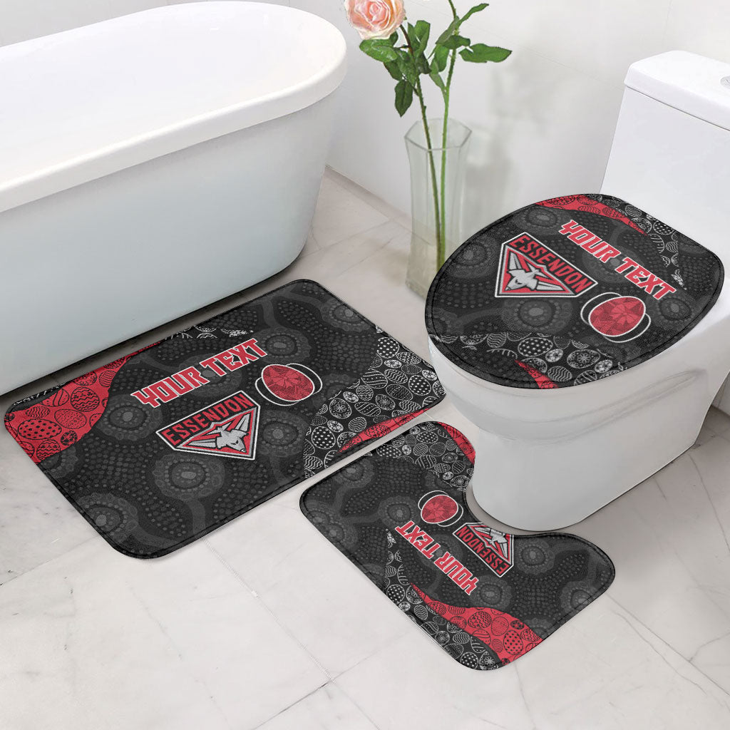 Personalized Essendon Football Bathroom Set Easter Egg Pattern Red Black Tribal Dot Art Style