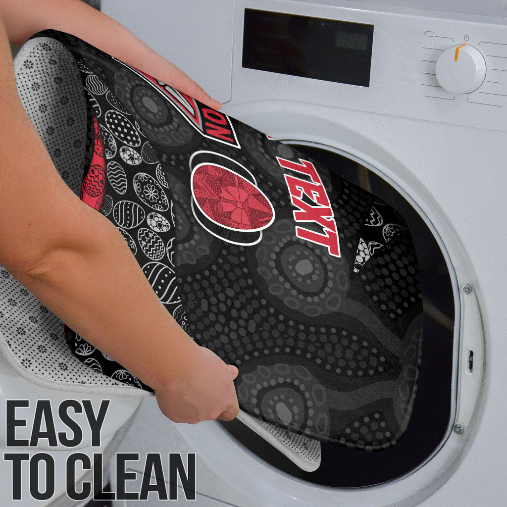 Personalized Essendon Football Bathroom Set Easter Egg Pattern Red Black Tribal Dot Art Style