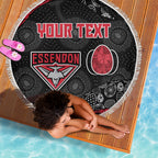 Personalized Essendon Football Beach Blanket Easter Egg Pattern Red Black Tribal Dot Art Style