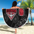 Personalized Essendon Football Beach Blanket Easter Egg Pattern Red Black Tribal Dot Art Style