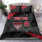 Personalized Essendon Football Bedding Set Easter Egg Pattern Red Black Tribal Dot Art Style