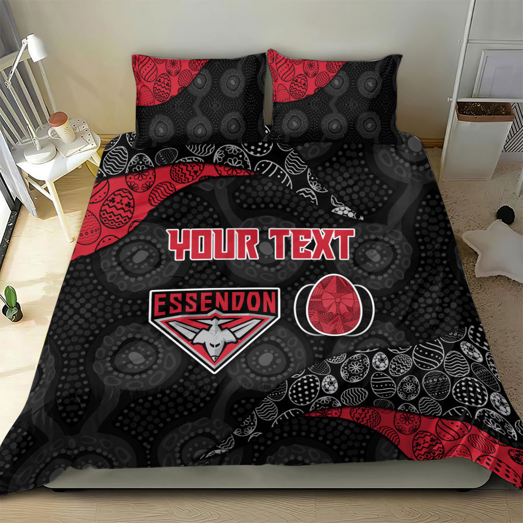 Personalized Essendon Football Bedding Set Easter Egg Pattern Red Black Tribal Dot Art Style