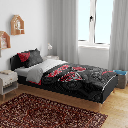Personalized Essendon Football Bedding Set Easter Egg Pattern Red Black Tribal Dot Art Style