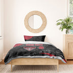 Personalized Essendon Football Bedding Set Easter Egg Pattern Red Black Tribal Dot Art Style