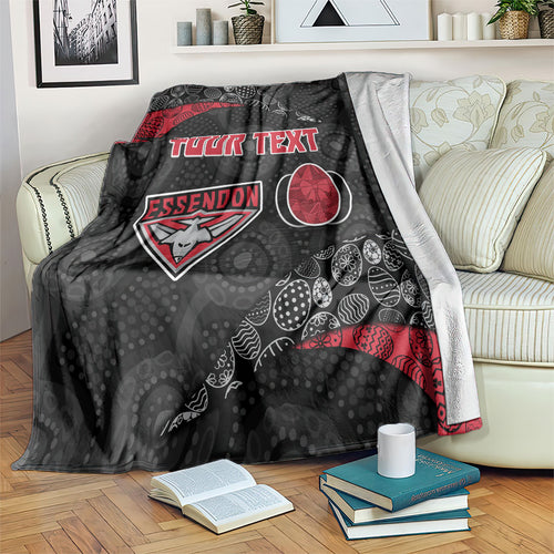 Personalized Essendon Football Blanket Easter Egg Pattern Red Black Tribal Dot Art Style