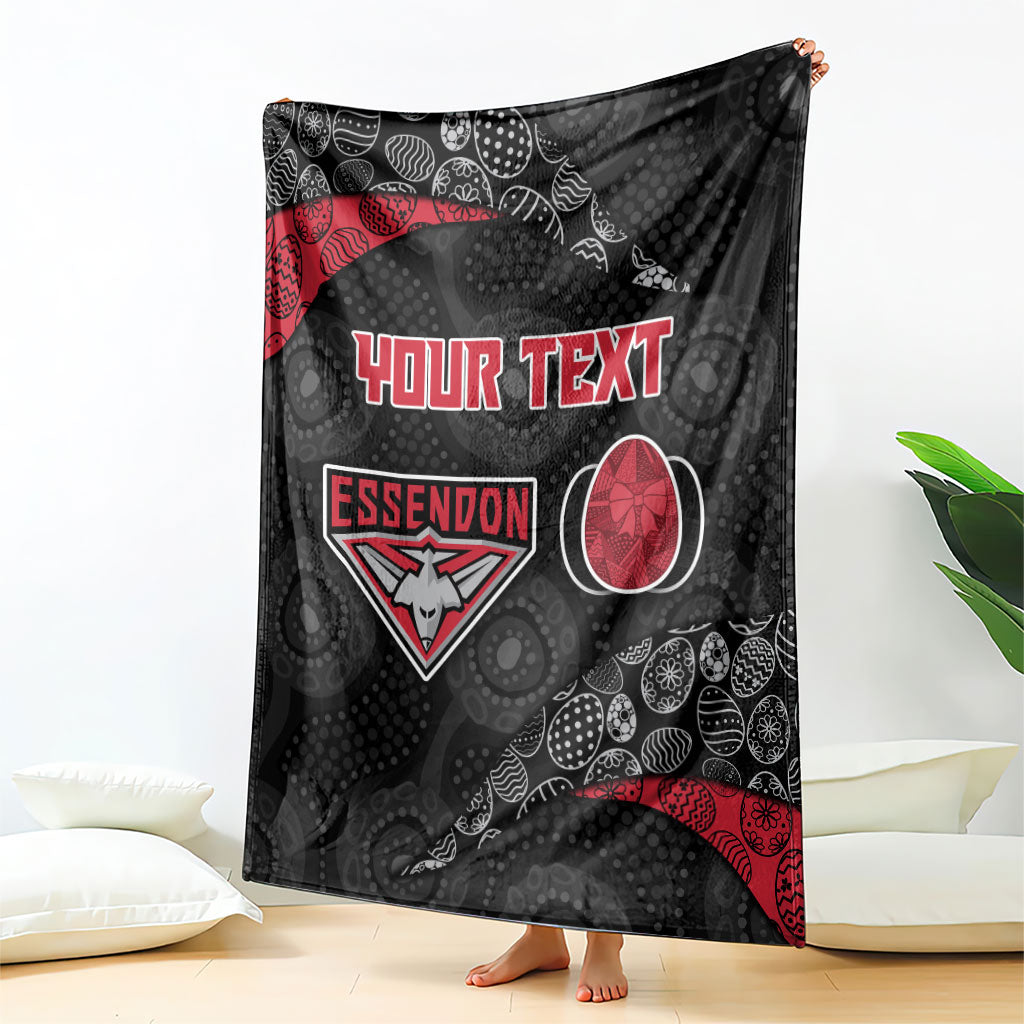 Personalized Essendon Football Blanket Easter Egg Pattern Red Black Tribal Dot Art Style