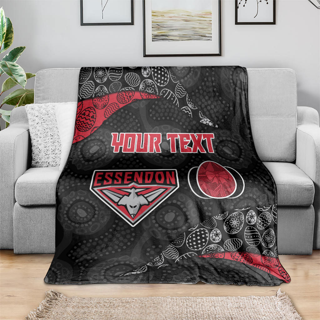 Personalized Essendon Football Blanket Easter Egg Pattern Red Black Tribal Dot Art Style