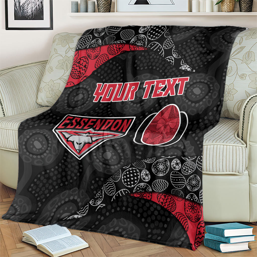 Personalized Essendon Football Blanket Easter Egg Pattern Red Black Tribal Dot Art Style