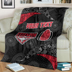Personalized Essendon Football Blanket Easter Egg Pattern Red Black Tribal Dot Art Style