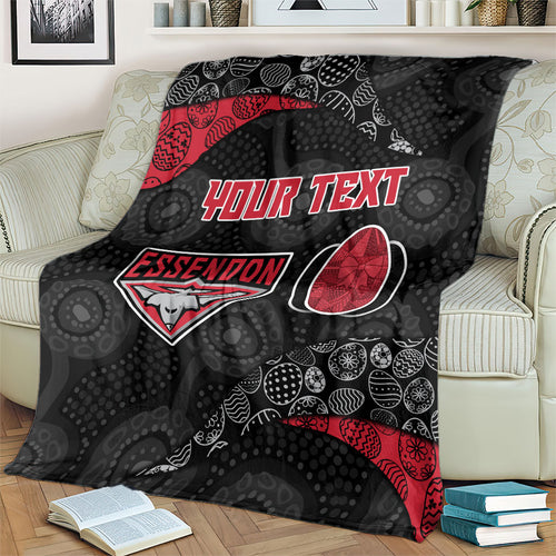 Personalized Essendon Football Blanket Easter Egg Pattern Red Black Tribal Dot Art Style