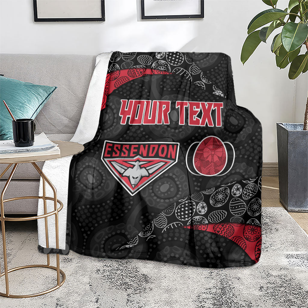 Personalized Essendon Football Blanket Easter Egg Pattern Red Black Tribal Dot Art Style