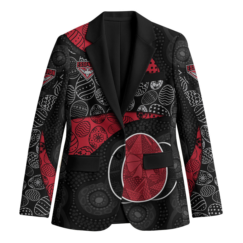 Personalized Essendon Football Blazer Easter Egg Pattern Red Black Tribal Dot Art Style