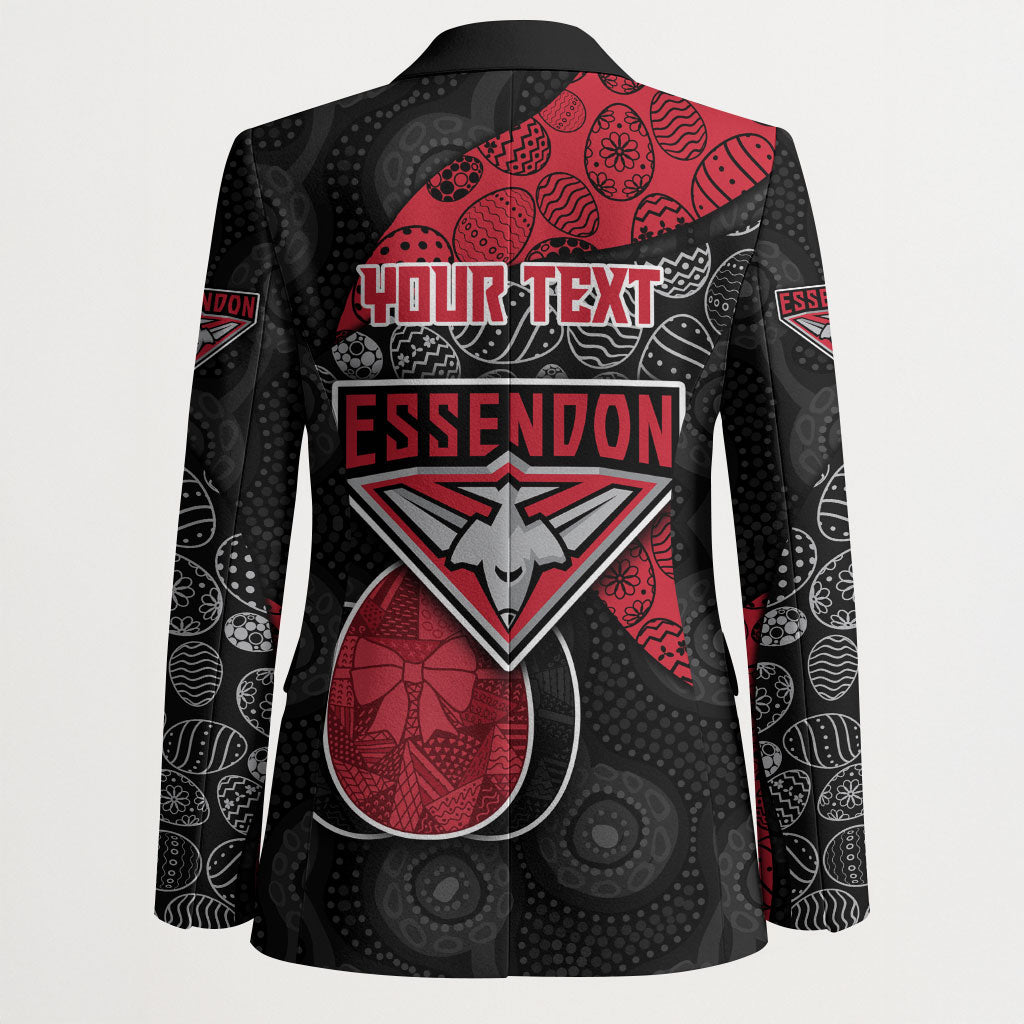 Personalized Essendon Football Blazer Easter Egg Pattern Red Black Tribal Dot Art Style