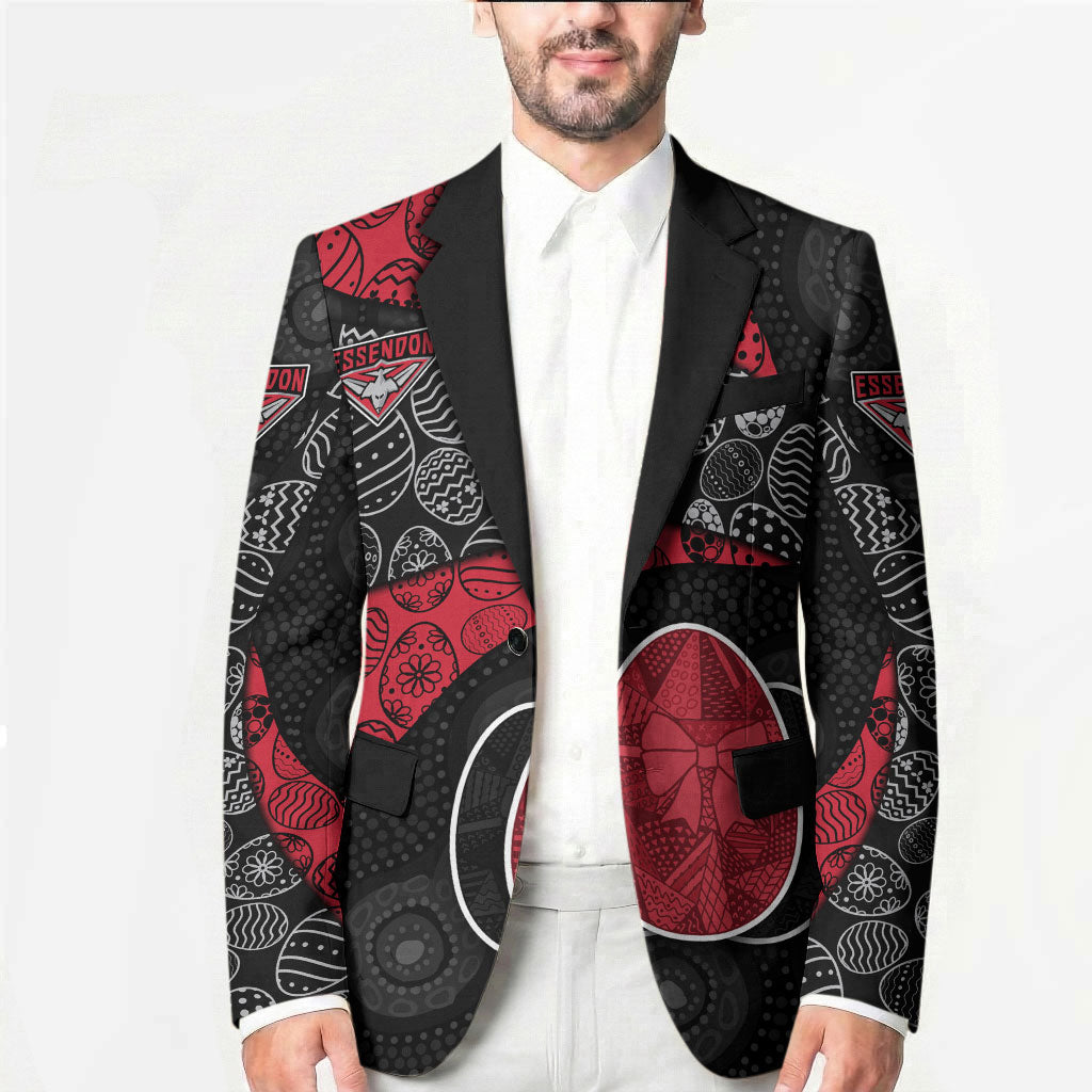 Personalized Essendon Football Blazer Easter Egg Pattern Red Black Tribal Dot Art Style