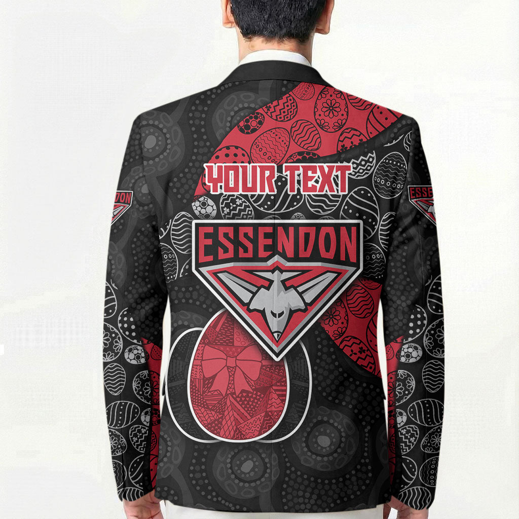 Personalized Essendon Football Blazer Easter Egg Pattern Red Black Tribal Dot Art Style