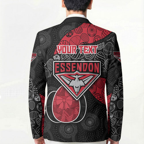 Personalized Essendon Football Blazer Easter Egg Pattern Red Black Tribal Dot Art Style