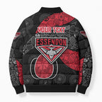 Personalized Essendon Football Bomber Puffer Jacket Easter Egg Pattern Red Black Tribal Dot Art Style