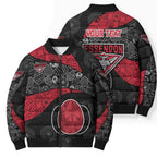 Personalized Essendon Football Bomber Puffer Jacket Easter Egg Pattern Red Black Tribal Dot Art Style