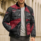 Personalized Essendon Football Bomber Puffer Jacket Easter Egg Pattern Red Black Tribal Dot Art Style