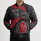 Personalized Essendon Football Bomber Puffer Jacket Easter Egg Pattern Red Black Tribal Dot Art Style